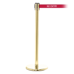 QueuePro 200, Polished Brass, Barrier with 11' NO ENTRY Belt