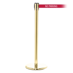 QueuePro 200, Polished Brass, Barrier with 11' NO PARKING Belt