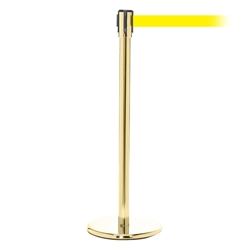 QueuePro 200, Polished Brass, Barrier with 11' Yellow Belt