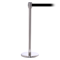 QueuePro 200, Polished Chrome, Barrier with 11' Black Belt