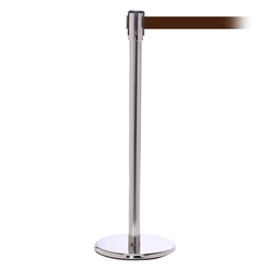 QueuePro 200, Polished Chrome, Barrier with 11' Brown Belt