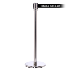 QueuePro 200, Polished Chrome, Barrier with 11' THIS LINE IS CLOSED Belt