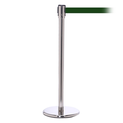 QueuePro 200, Polished Chrome, Barrier with 11' Dark Green Belt