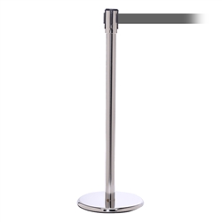 QueuePro 200, Polished Chrome, Barrier with 11' Gray Belt
