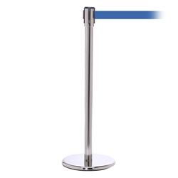 QueuePro 200, Polished Chrome, Barrier with 11' Light Blue Belt
