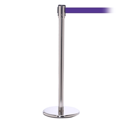 QueuePro 200, Polished Chrome, Barrier with 11' Purple Belt