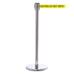QueuePro 200, Polished Chrome, Barrier with 11' CAUTION-DO NOT ENTER Belt