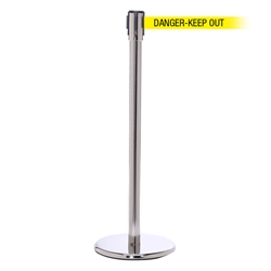 QueuePro 200, Polished Chrome, Barrier with 11' DANGER-KEEP OUT Belt