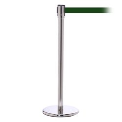 QueuePro 200, Polished Stainless, Barrier with 11' Dark Green Belt