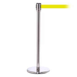 QueuePro 200, Polished Stainless, Barrier with 11' Fluorescent Yellow Belt