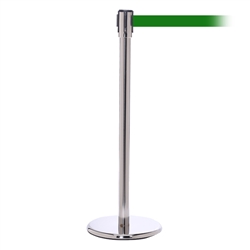 QueuePro 200, Polished Stainless, Barrier with 11' Green Belt