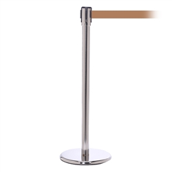 QueuePro 200, Polished Stainless, Barrier with 11' Light Brown Belt