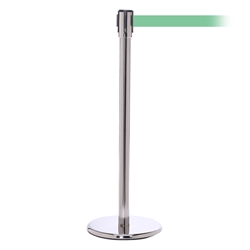 QueuePro 200, Polished Stainless, Barrier with 11' Light Green Belt