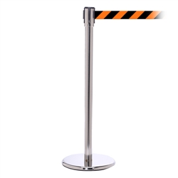 QueuePro 200, Polished Stainless, Barrier with 11' Orange/Black Diagonal Belt