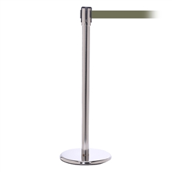 QueuePro 200, Polished Stainless, Barrier with 11' Olive Green Belt