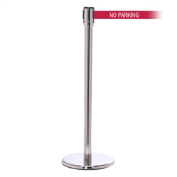 QueuePro 200, Polished Stainless, Barrier with 11' NO PARKING Belt