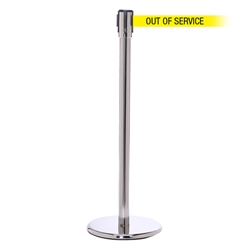 QueuePro 200, Polished Stainless, Barrier with 11' OUT OF SERVICE Belt