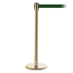 QueuePro 200, Satin Brass, Barrier with 11' Dark Green Belt