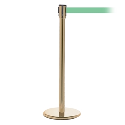 QueuePro 200, Satin Brass, Barrier with 11' Light Green Belt