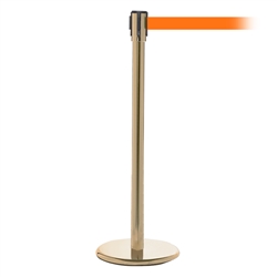 QueuePro 200, Satin Brass, Barrier with 11' Orange Belt