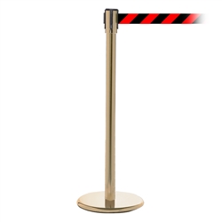 QueuePro 200, Satin Brass, Barrier with 11' Red/Black Diagonal Belt