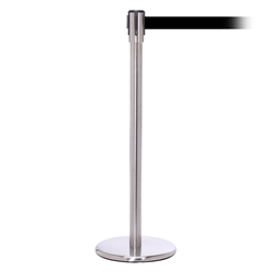 QueuePro 200, Satin Chrome, Barrier with 11' Black Belt