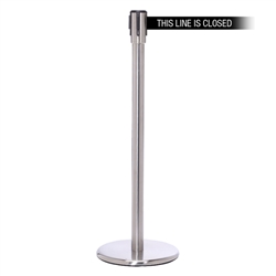 QueuePro 200, Satin Chrome, Barrier with 11' THIS LINE IS CLOSED Belt
