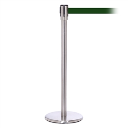 QueuePro 200, Satin Chrome, Barrier with 11' Dark Green Belt