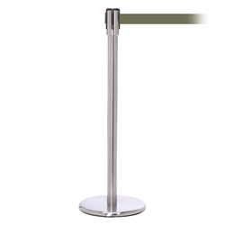 QueuePro 200, Satin Chrome, Barrier with 11' Olive Green Belt