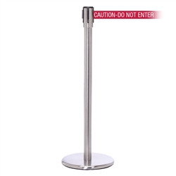 QueuePro 200, Satin Chrome, Barrier with 11' CAUTION-DO NOT ENTER - RED Belt