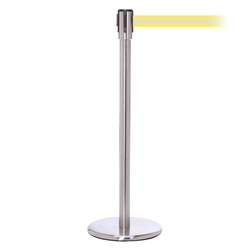 QueuePro 200, Satin Chrome, Barrier with 11' Yellow/Reflective Stripe Belt