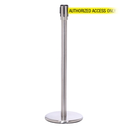 QueuePro 200, Satin Chrome, Barrier with 11' AUTHORIZED ACCESS ONLY Belt