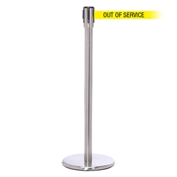 QueuePro 200, Satin Chrome, Barrier with 11' OUT OF SERVICE Belt