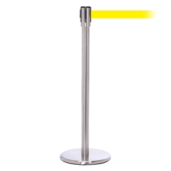 QueuePro 200, Satin Chrome, Barrier with 11' Yellow Belt
