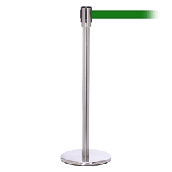QueuePro 200, Satin Stainless, Barrier with 11' Green Belt