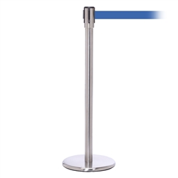 QueuePro 200, Satin Stainless, Barrier with 11' Light Blue Belt