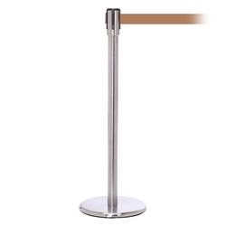 QueuePro 200, Satin Stainless, Barrier with 11' Light Brown Belt