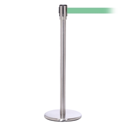 QueuePro 200, Satin Stainless, Barrier with 11' Light Green Belt