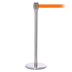 QueuePro 200, Satin Stainless, Barrier with 11' Orange Belt