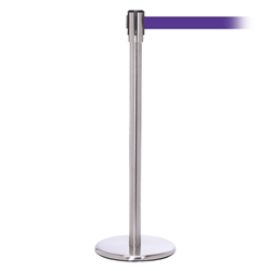 QueuePro 200, Satin Stainless, Barrier with 11' Purple Belt