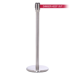 QueuePro 200, Satin Stainless, Barrier with 11' DANGER-KEEP OUT - RED Belt