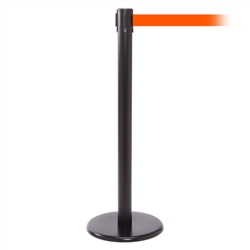 QueuePro 250, Black, Barrier with 11' Fluorescent Orange Belt