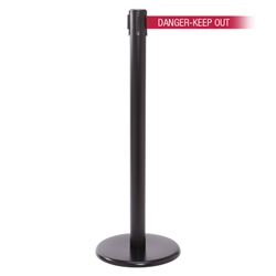 QueuePro 250, Black, Barrier with 11' DANGER-KEEP OUT - RED Belt