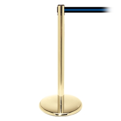 QueuePro 250, Polished Brass, Barrier with 11' Black/Blue Stripe Belt