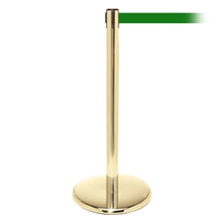 QueuePro 250, Polished Brass, Barrier with 11' Green Belt