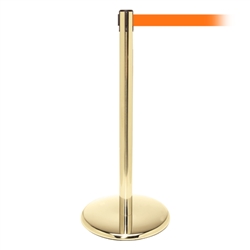 QueuePro 250, Polished Brass, Barrier with 11' Orange Belt
