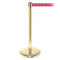 QueuePro 250, Polished Brass, Barrier with 11' CAUTION-DO NOT ENTER - RED Belt