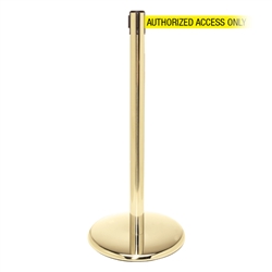 QueuePro 250, Polished Brass, Barrier with 11' AUTHORIZED ACCESS ONLY Belt