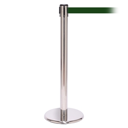 QueuePro 250, Polished Chrome, Barrier with 11' Dark Green Belt