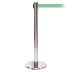 QueuePro 250, Polished Chrome, Barrier with 11' Light Green Belt